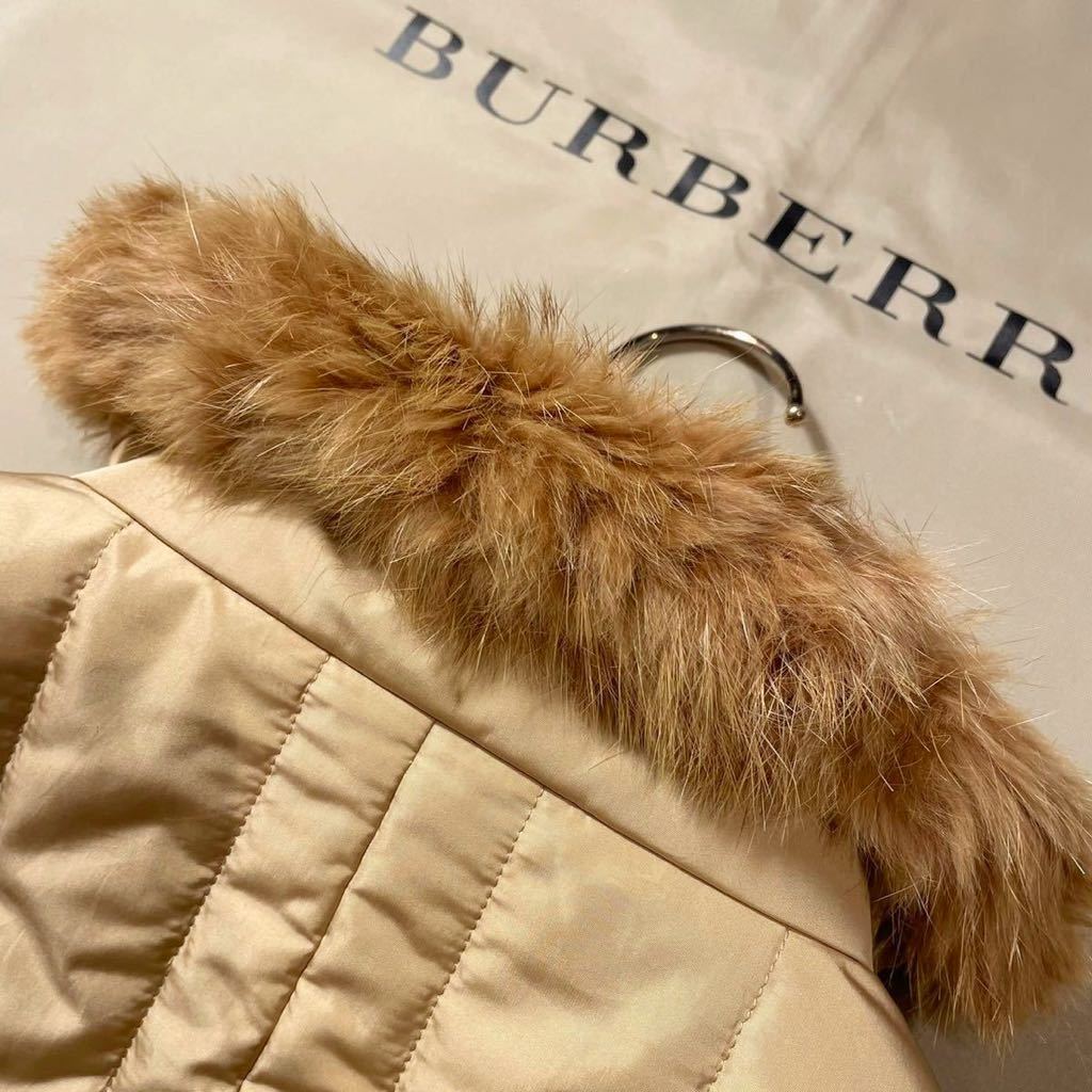 M24【エレガントラビットファー】定価14万●超美品級　BURBERRY LONDON●極暖ダウン風トレンチコート　バーバリーコート　レディース　40L_画像9