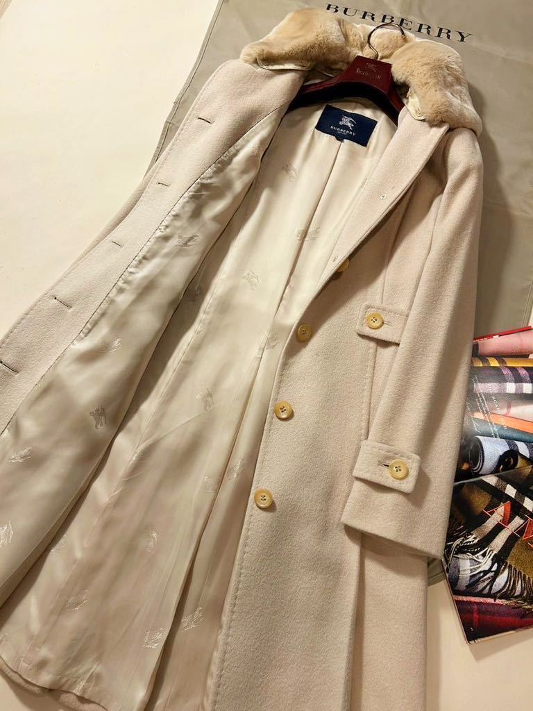 N26【魅惑の上品さラビットファー】参考価格15万●新品同様BURBERRY LONDON●アンゴラトレンチコート　バーバリーコート　レディース　_画像6