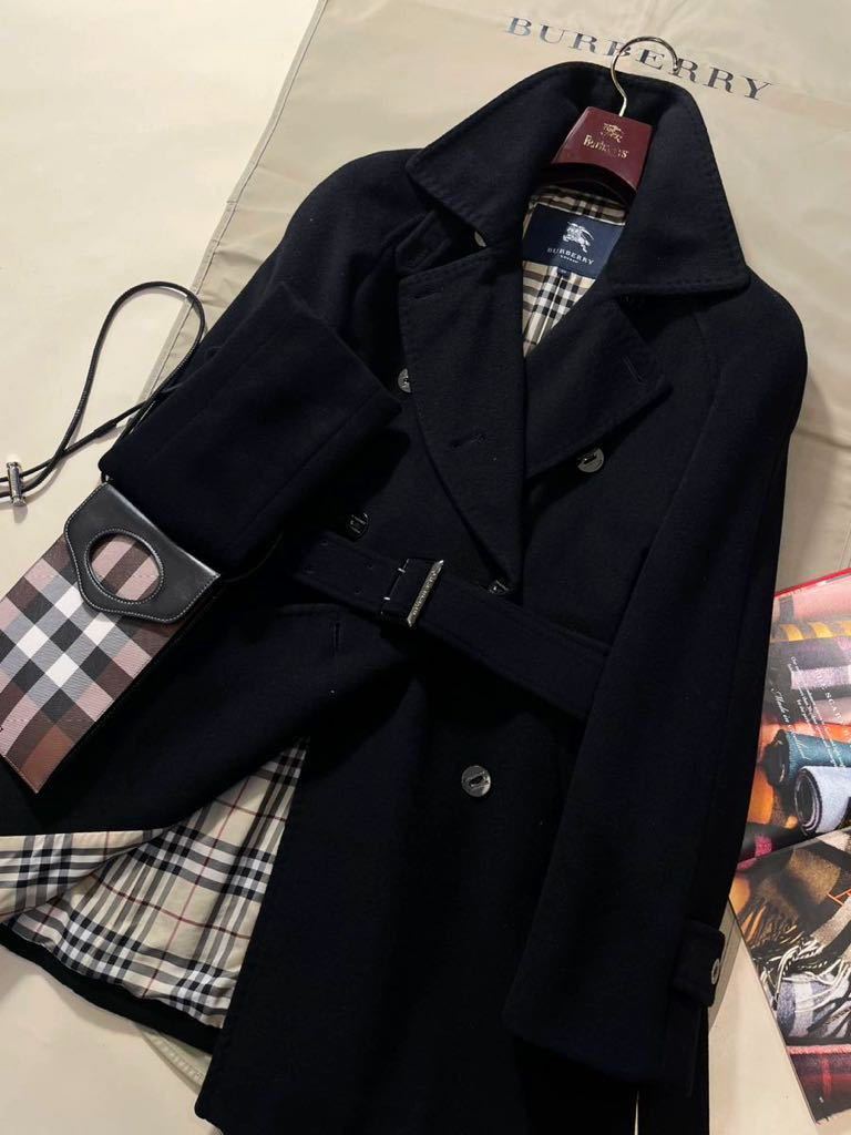 P18【華やぐモダンなシルエット】参考価格14万●超美品BURBERRY LONDON●アンゴラ羊毛!!高級トレンチコート　バーバリーコート　レディース_画像2