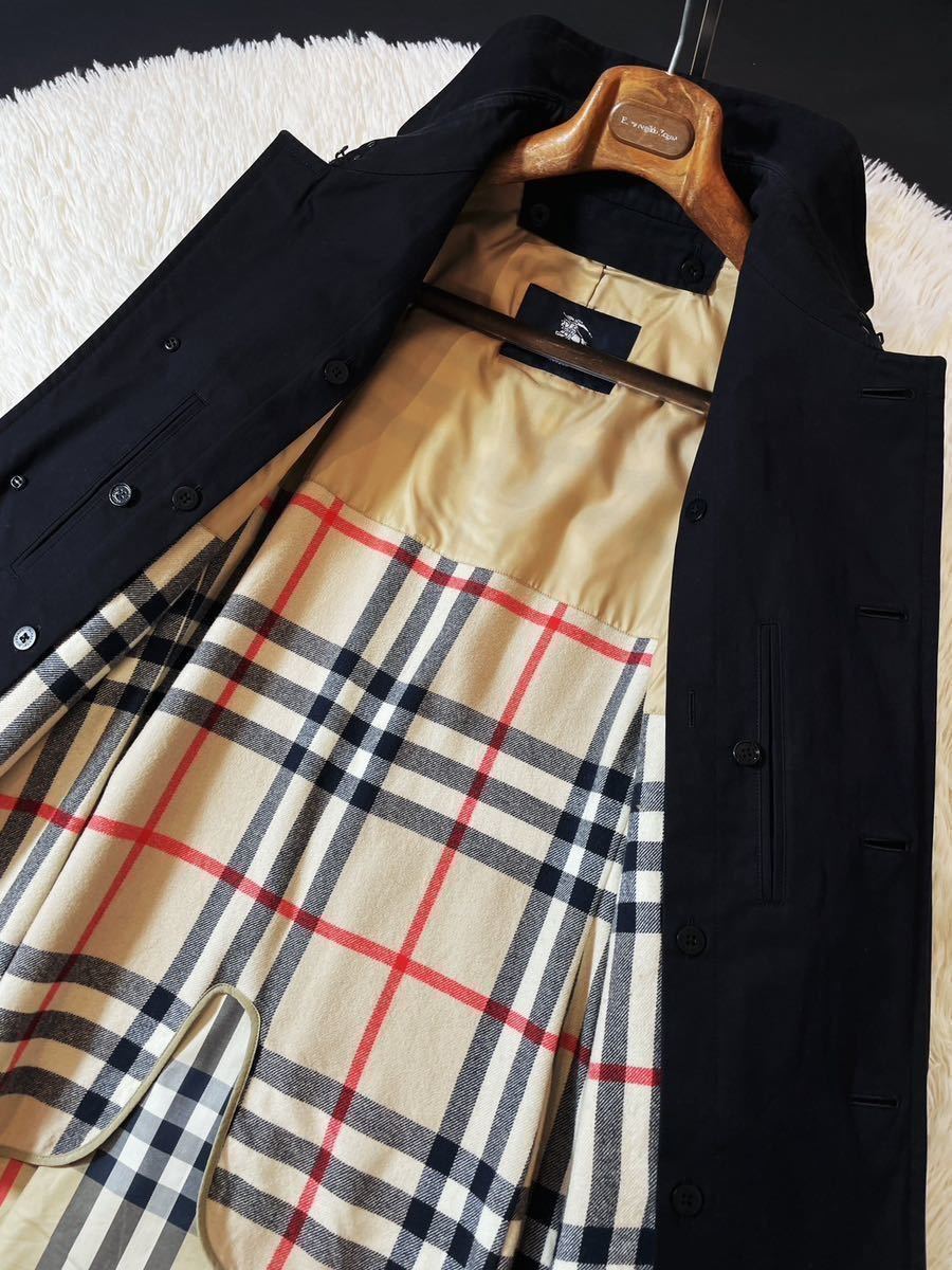 M9定価14万●BURBERRY LONDON●スタイリッシュ抜群●圧倒的光沢感!!高級ステンカラーコート●メンズ　バーバリーコート　L_画像8