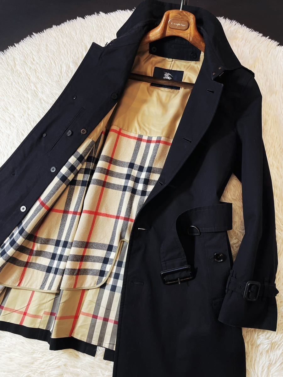 M9定価14万●BURBERRY LONDON●スタイリッシュ抜群●圧倒的光沢感!!高級ステンカラーコート●メンズ　バーバリーコート　L_画像7