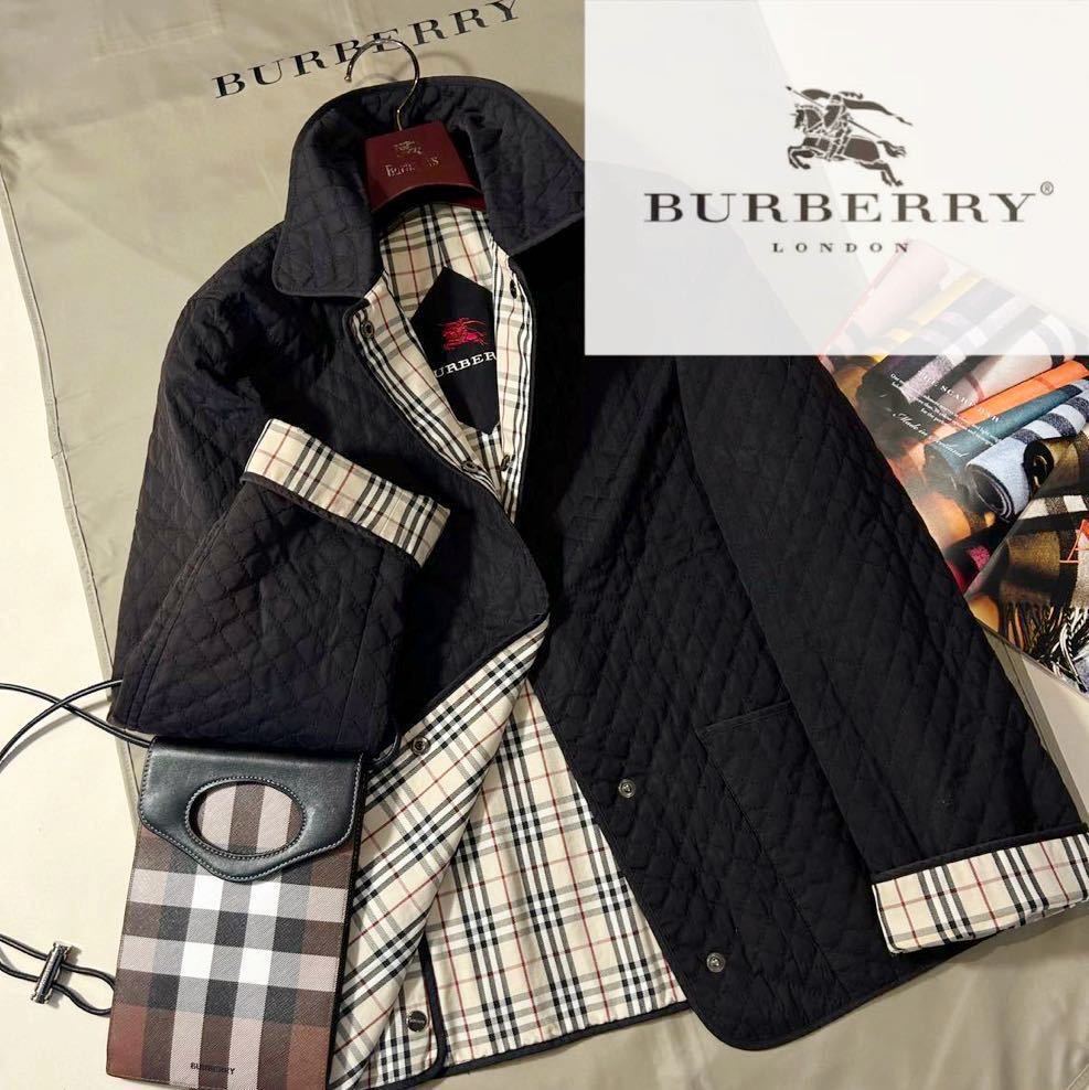 P30【際立つノバチェック】参考価格11万●超美品BURBERRY LONDON●華やかなスタイルキルティングジャケット バーバリーコート レディース_画像1