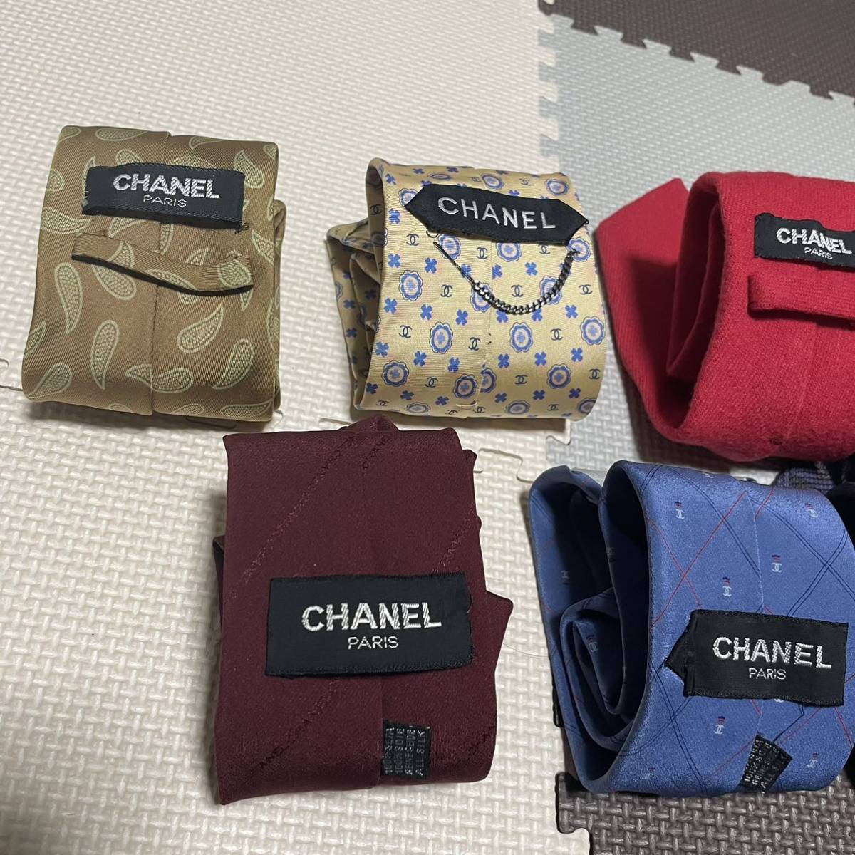 【1スタ】CHANEL シャネルのみ ネクタイ 10本セット ココマーク ソリッド 貝柄 チェーン まとめ売り プリント 総柄_画像2