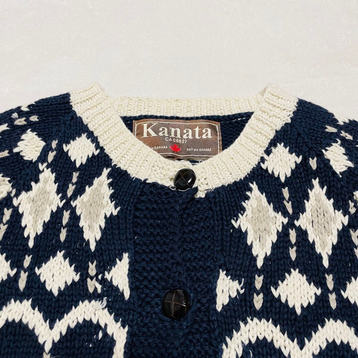 送料無料★Kanata カナタ カウチンニット カーディガン カナダ製 ノルディック柄 レディース ニット セーター 
