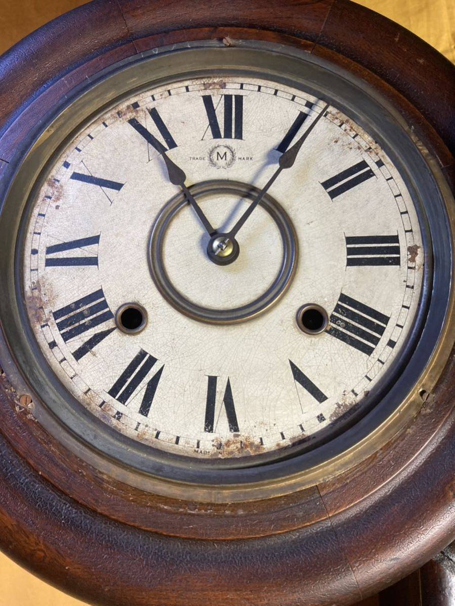 掛時計 昭和レトロ 機械式 柱時計 ディスプレー用 看板時計 ネジ巻き ジャンク 八角時計 精工舎 古時計_画像3