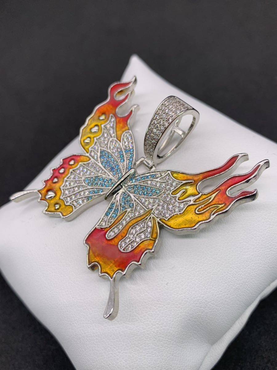 燃える蝶 ファイア ネックレス 蝶 Butterfly ジルコニア シルバー