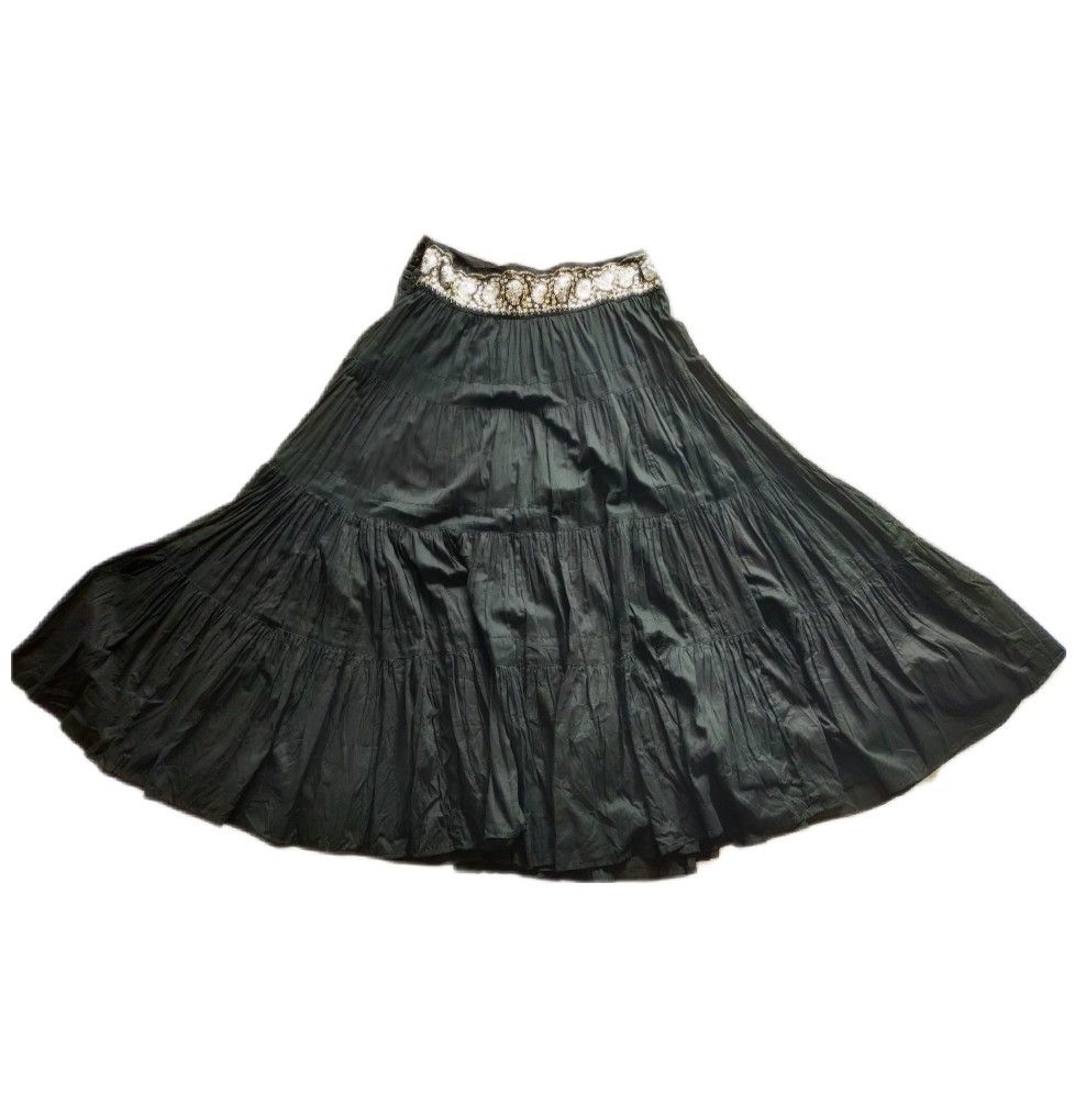 BCBGMAXAZRIA  黒 ロングスカート オシャレ ウエストスパンコール 裏地付き　サイズS