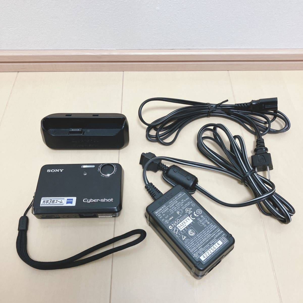 SONY Cyber-shot デジカメ DSC-T3 充電器付 デジタルカメラ ソニー サイバーショット ブラック ジャンク品の画像1
