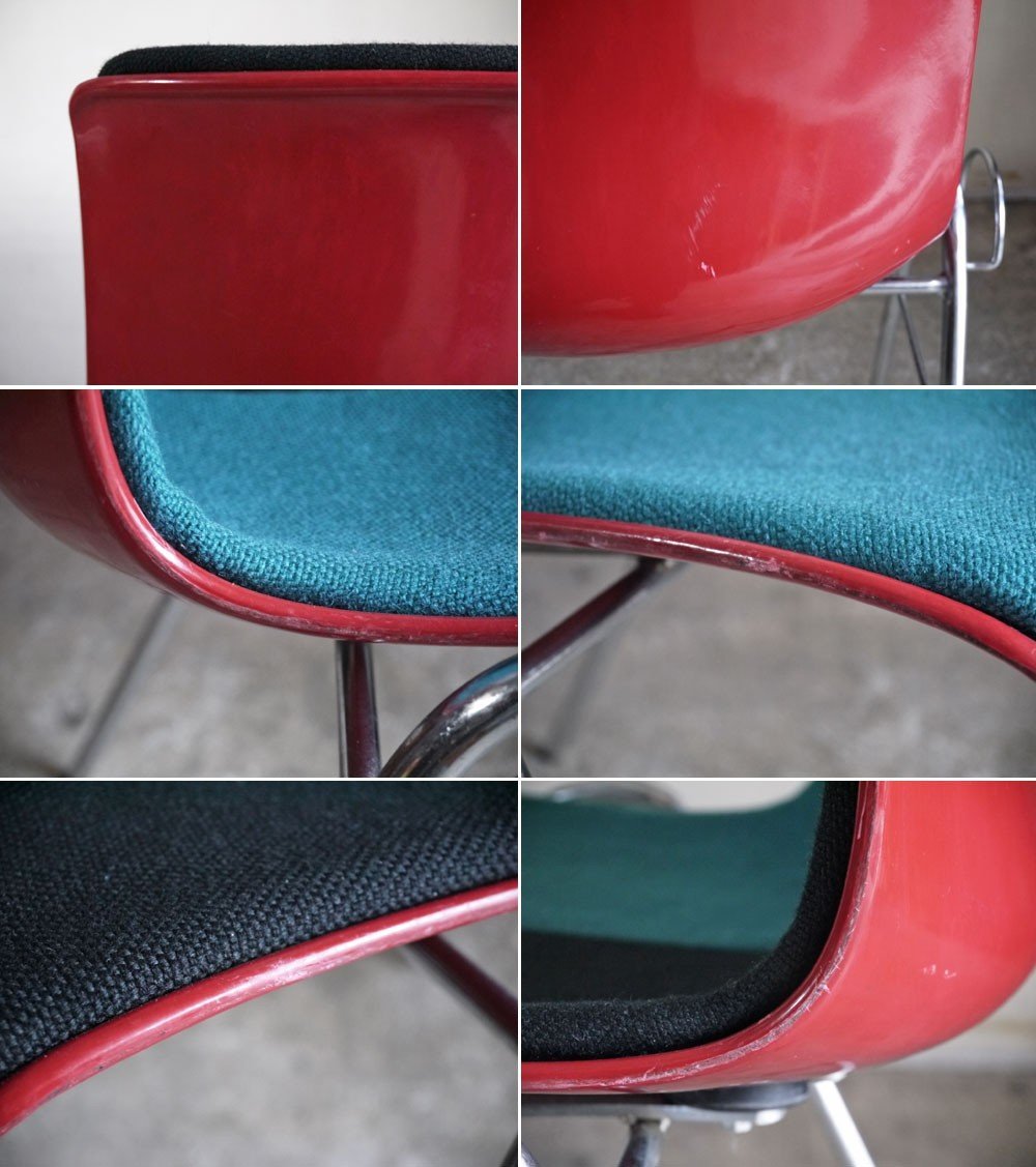 # Kotobuki KOTOBUKI Yanagi Sori FRP боковой стул красный ракушка зеленый × черный старт  King Mid-century Vintage Low модель 