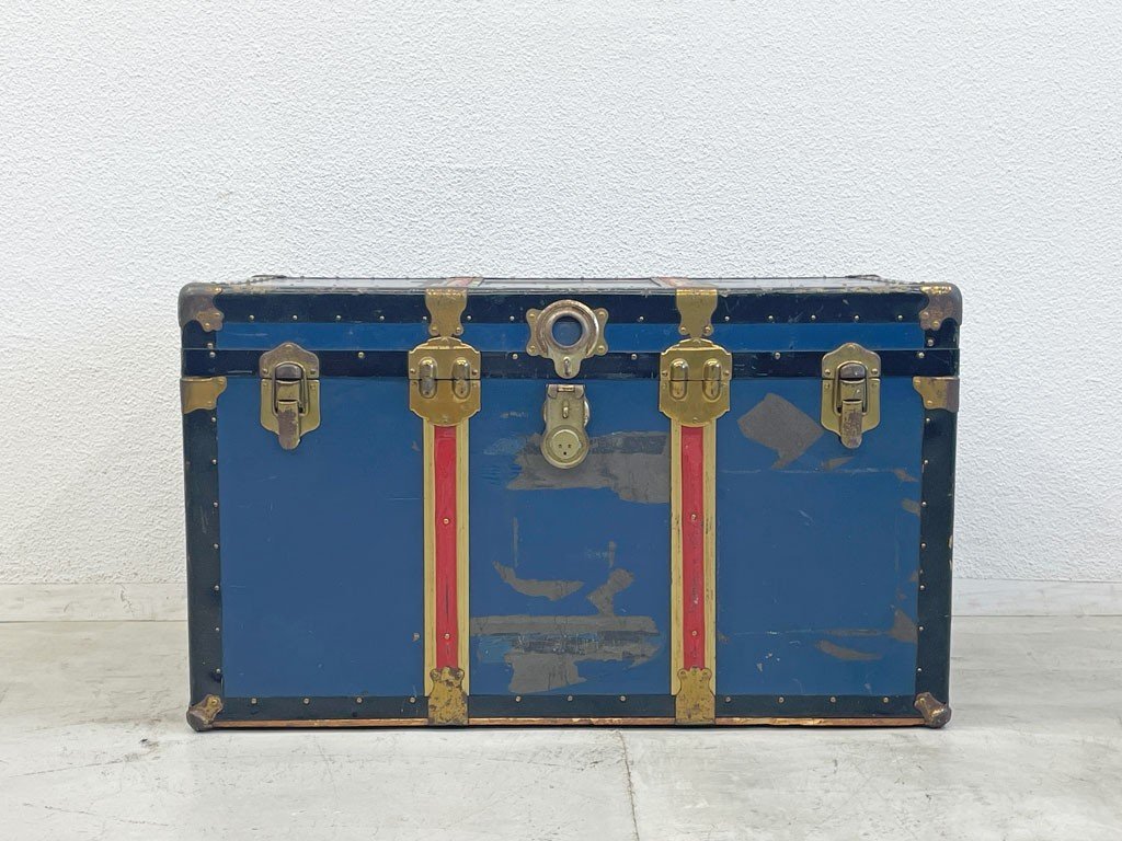 〓 ラングミュア ラゲッジ Langmuir LUGGAGE スチーマー トランク steamer trunk ビンテージ メタルトランク チェスト カナダ製_画像2