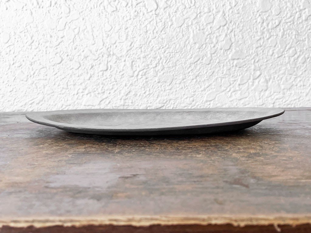 ◇ 吉田次朗 オーバル皿 プレート 25cm グレー 現代作家 中皿 ◇ 吉田次朗 オーバル皿 プレート 25cm グレー 現代作家 中皿