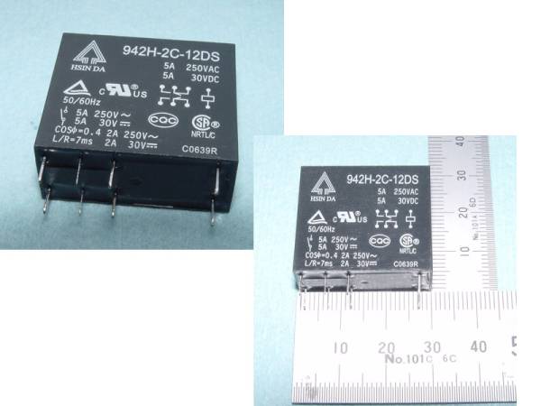 小型パワー リレー １２Ｖ用　接点容量　5A 2回路 12V 5A １２Ｖ用 パワーリレー ２回路 リレー １２Ｖ ５Ａ 接点容量 5A30VDC/5A250VAC