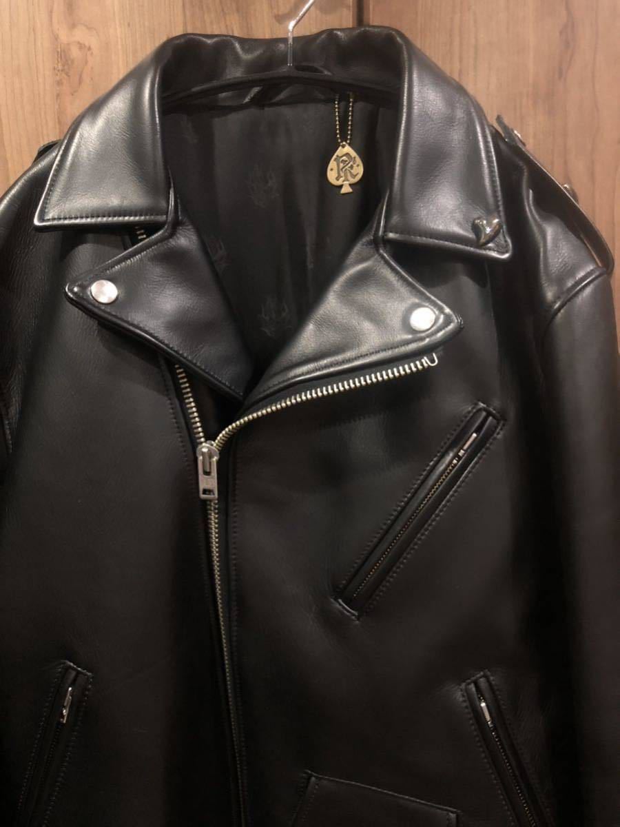 FRT” ONE LOVE FRINGE Leather JACKET エフアールティーフリンジ ライダース　ライダースジャケット ダブルライダース Lサイズ　キムタク_画像2