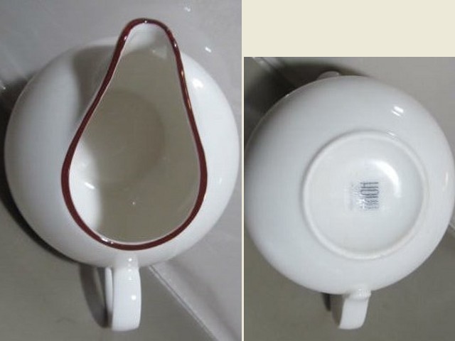 Hoya/ホヤ 昭和レトロ 碗皿6客+ポット+クリ-マ-+砂糖入 ケーキ皿型受け皿 未使用近の画像9