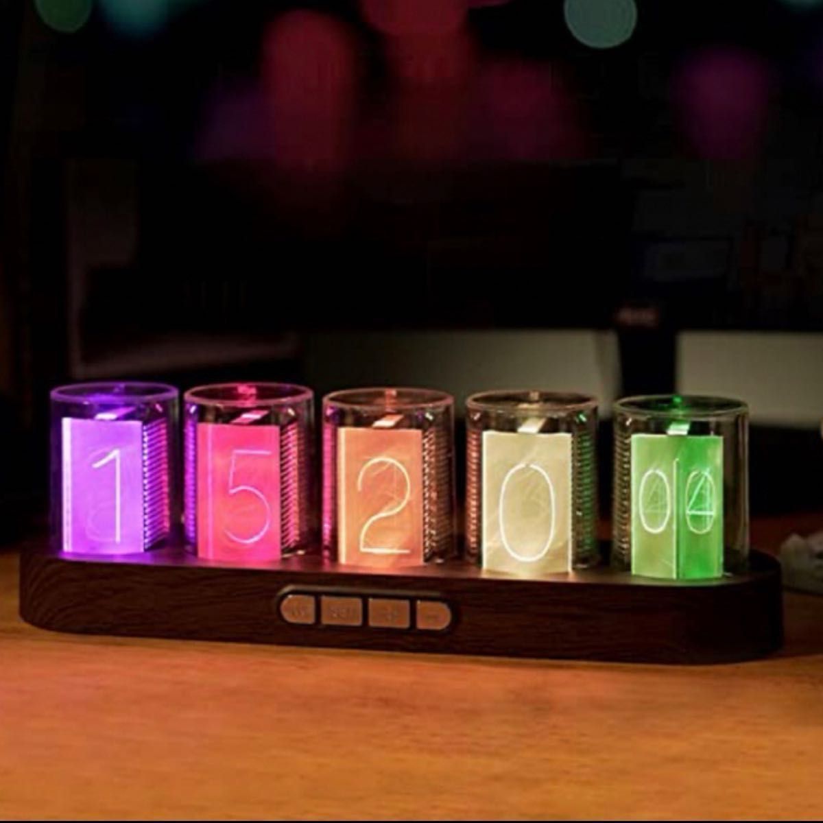 LED置き時計 ニキシー管風デジタル置き時計 ヴィンテージ木目調 LED置き時計 ニキシー管風デジタル置き時計 ヴィンテージ木目調