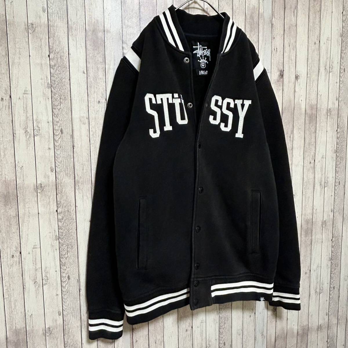 stussy ステューシー スタジャン ビッグ刺繍ロゴ Lサイズ 秋冬｜Yahoo