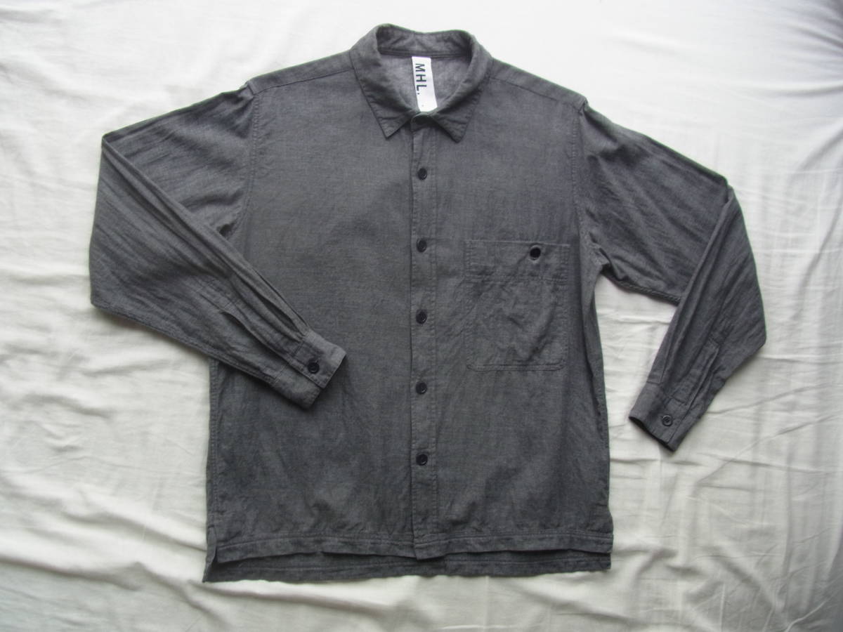 M H L, Margaret Howell wide Silhouette work shirt size S made in Japan gray 