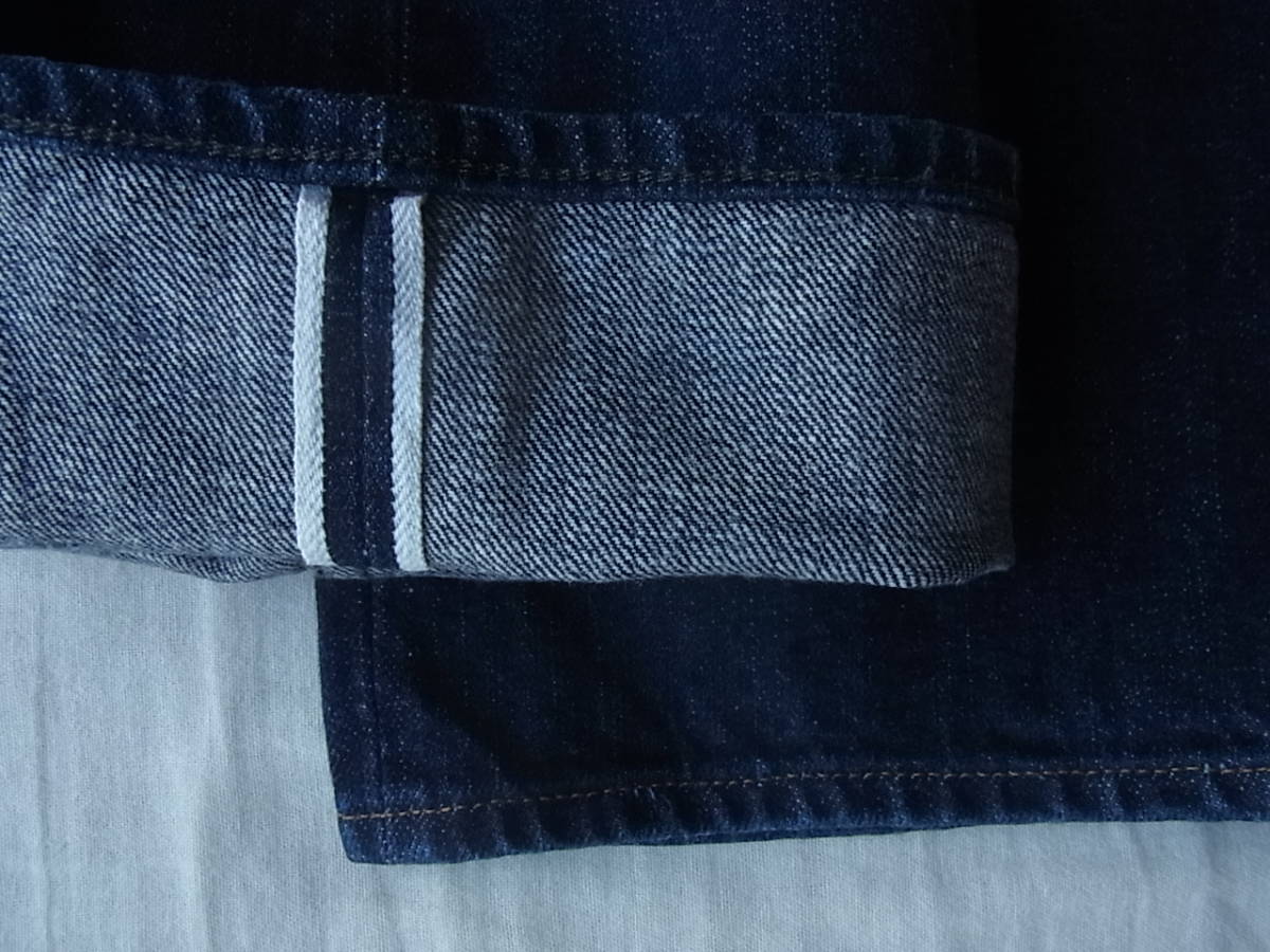 M H L, マーガレットハウエル × CANTON キャントン　 セルビッチ付き　ワークジーンズ　サイズ 21 日本製　濃色のインディゴブルー_画像9