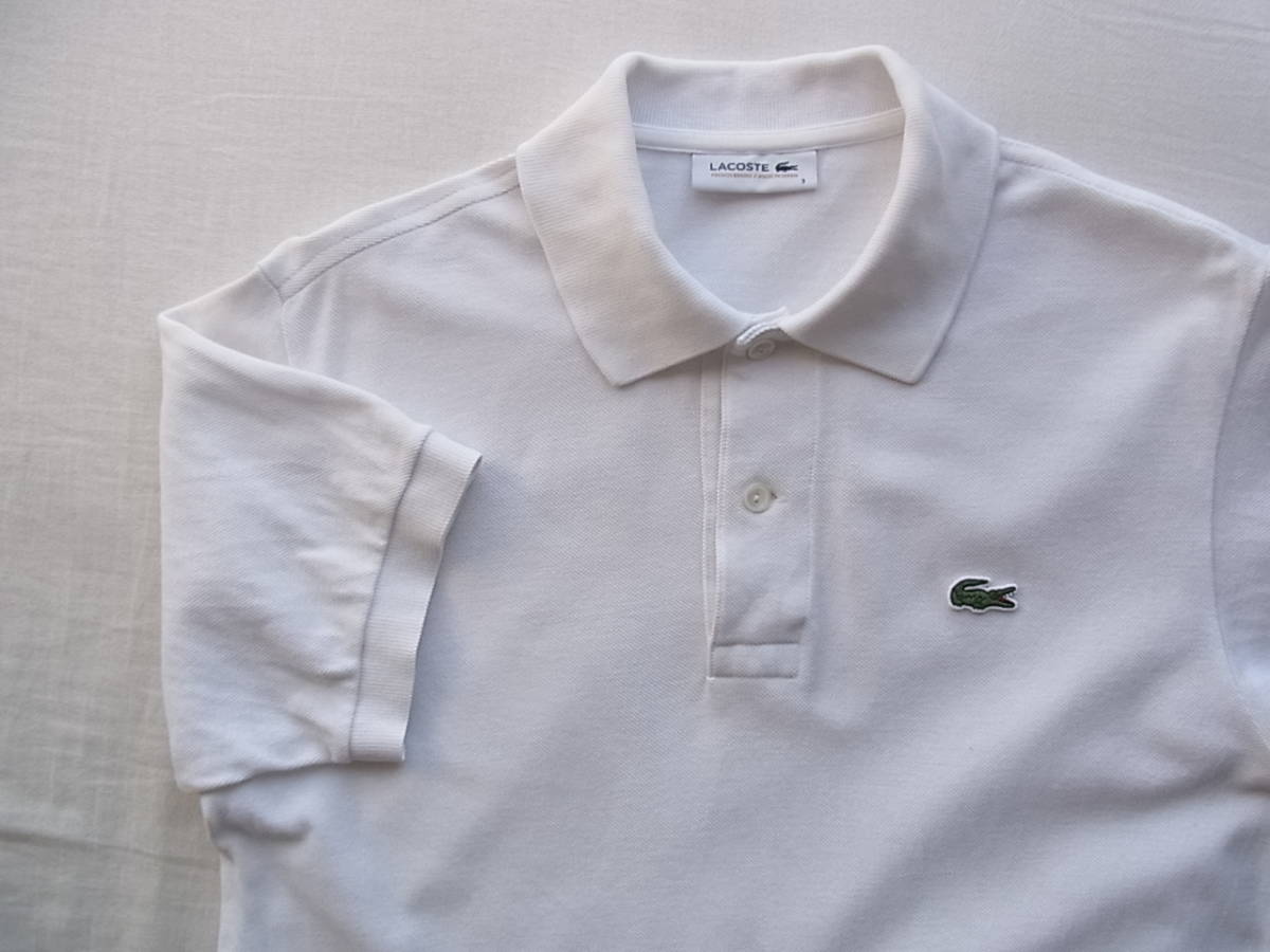 LACOSTE ラコステ　鹿の子素材　定番ポロシャツ 型番 L1212A　サイズ 3 日本製　ホワイト　 ㈱ラコステジャパン社製 _画像2