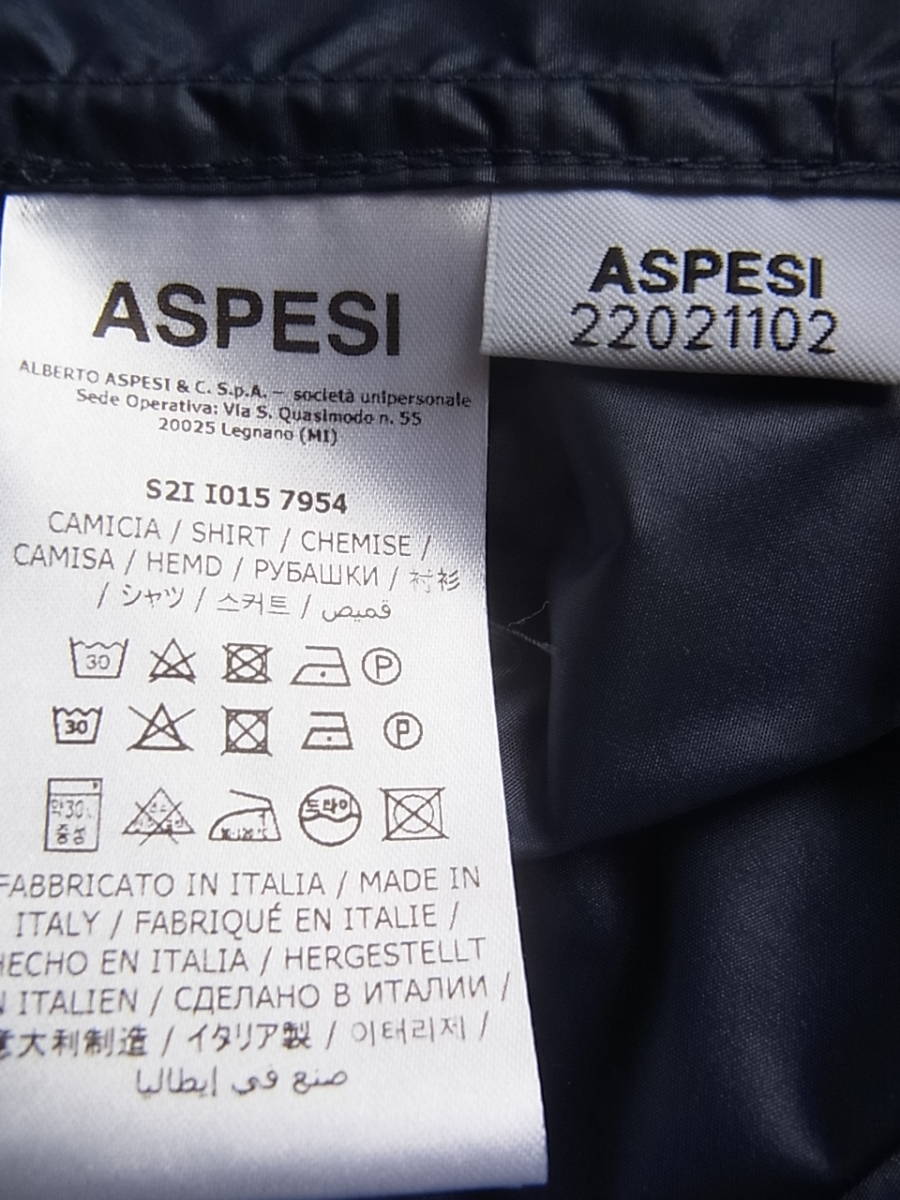 ASPESI アスペジ　ナイロンシャツ　サイズ L ネイビー　MADE IN ITALY_画像10