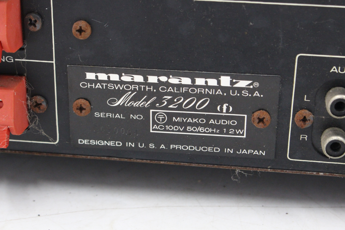 【ト静】 ★ marantz マランツ Model 3200 MIYAKO AUDIO 100V 50/60Hz 12W 通電のみ確認 中古現状品 GA461GCG0B_画像6