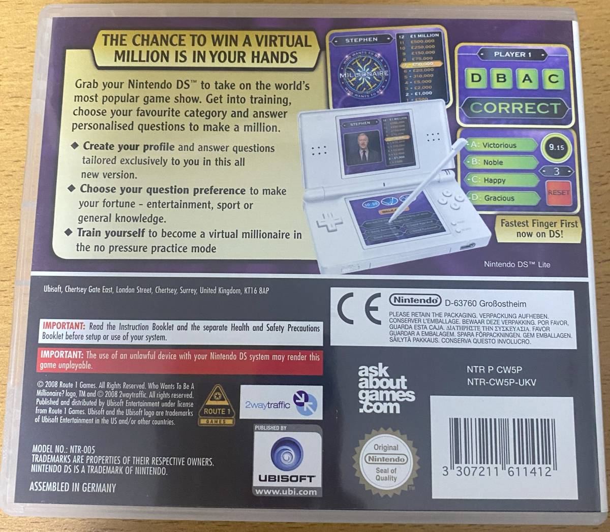 * overseas edition * Europe version *NDS* Who Wants To Be Millionaire 2nd Edition quiz milio nea used 