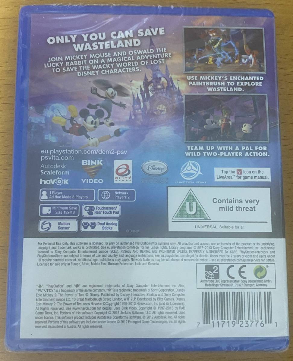 ★海外版・欧州版★PSV★ Disney Epic Mickey 2 The Power of Two 英語 新品 シュリンクダメージ 激レア_画像2