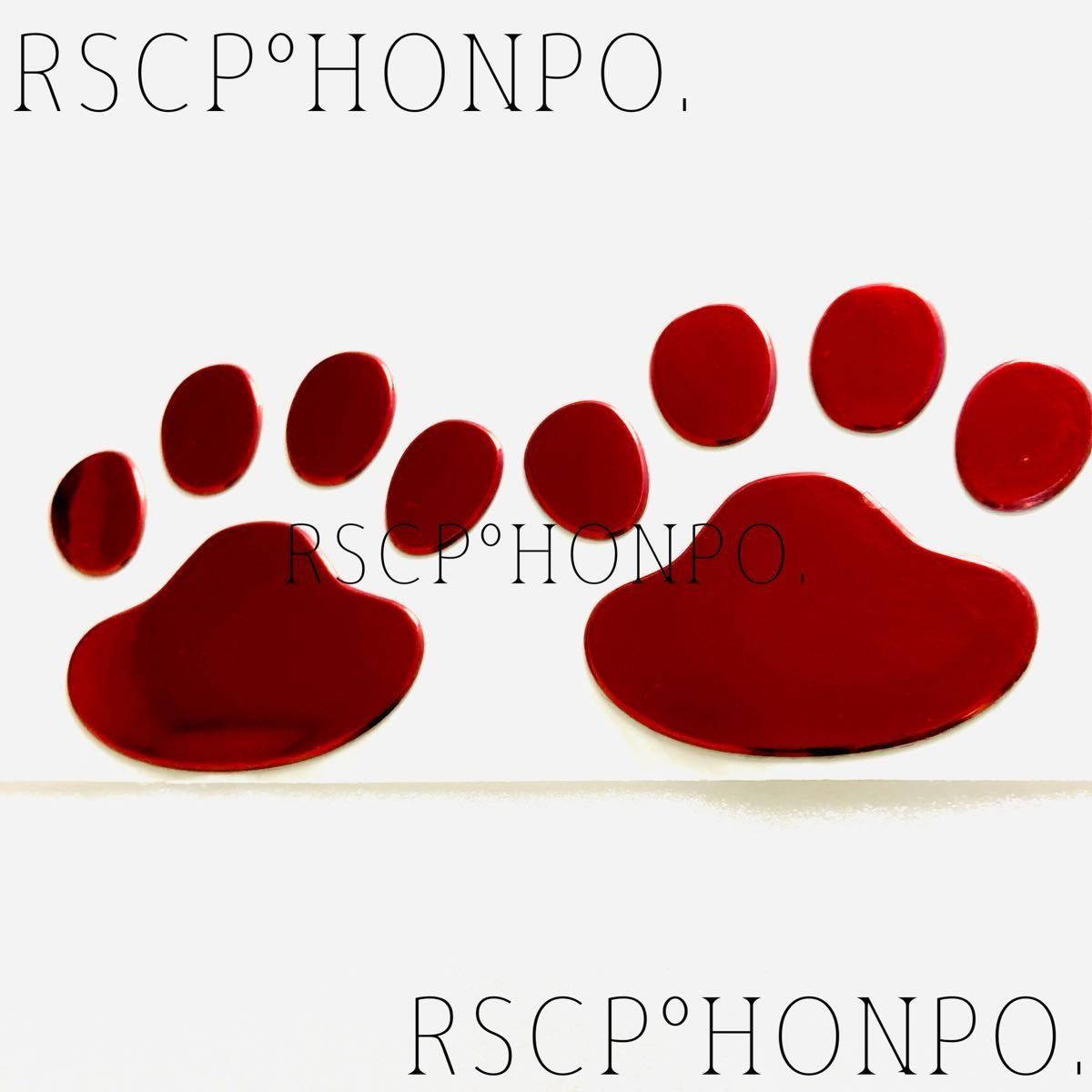赤色 肉球でおしゃれなドレスアップ ロゴ マーク エンブレム ステッカー シール フロント リア ボンネット 猫 犬 ペット 足跡