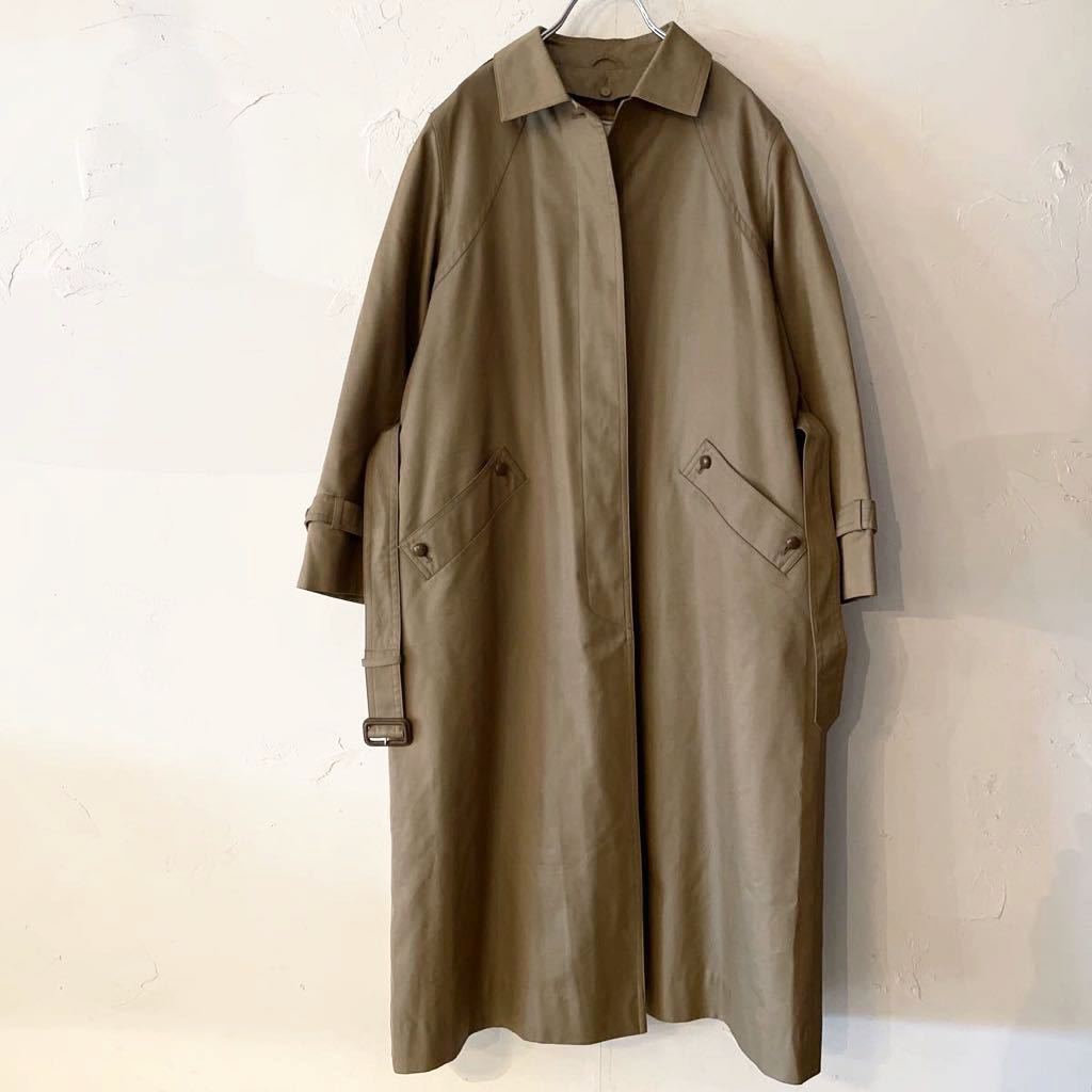  Vintage turn-down collar coat cotton poly- mixing bar color long coat 3 liner attaching beige Djebel to attaching la gran sleeve old clothes 