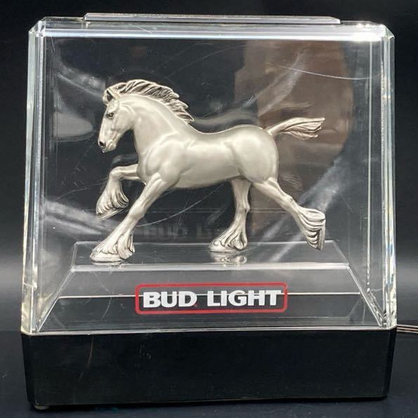 YZ473) ジャンク BUD LIGHT beer 動作未確認 現状品 / バドワイザー Budweiser ビンテージ 置物 インテリア 馬 ホース スタンドライト 希少_画像2