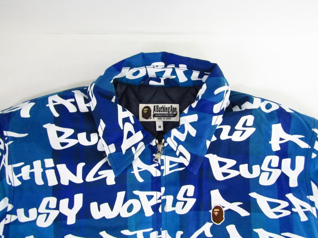 A BATHING APE エイプ ベイプ ONE POINT BAPE GRAFFITI CHECK ZIP JACKET BUSY WORKS ジャケット ブルゾン Mサイズ メンズ ◆FG6919_画像2