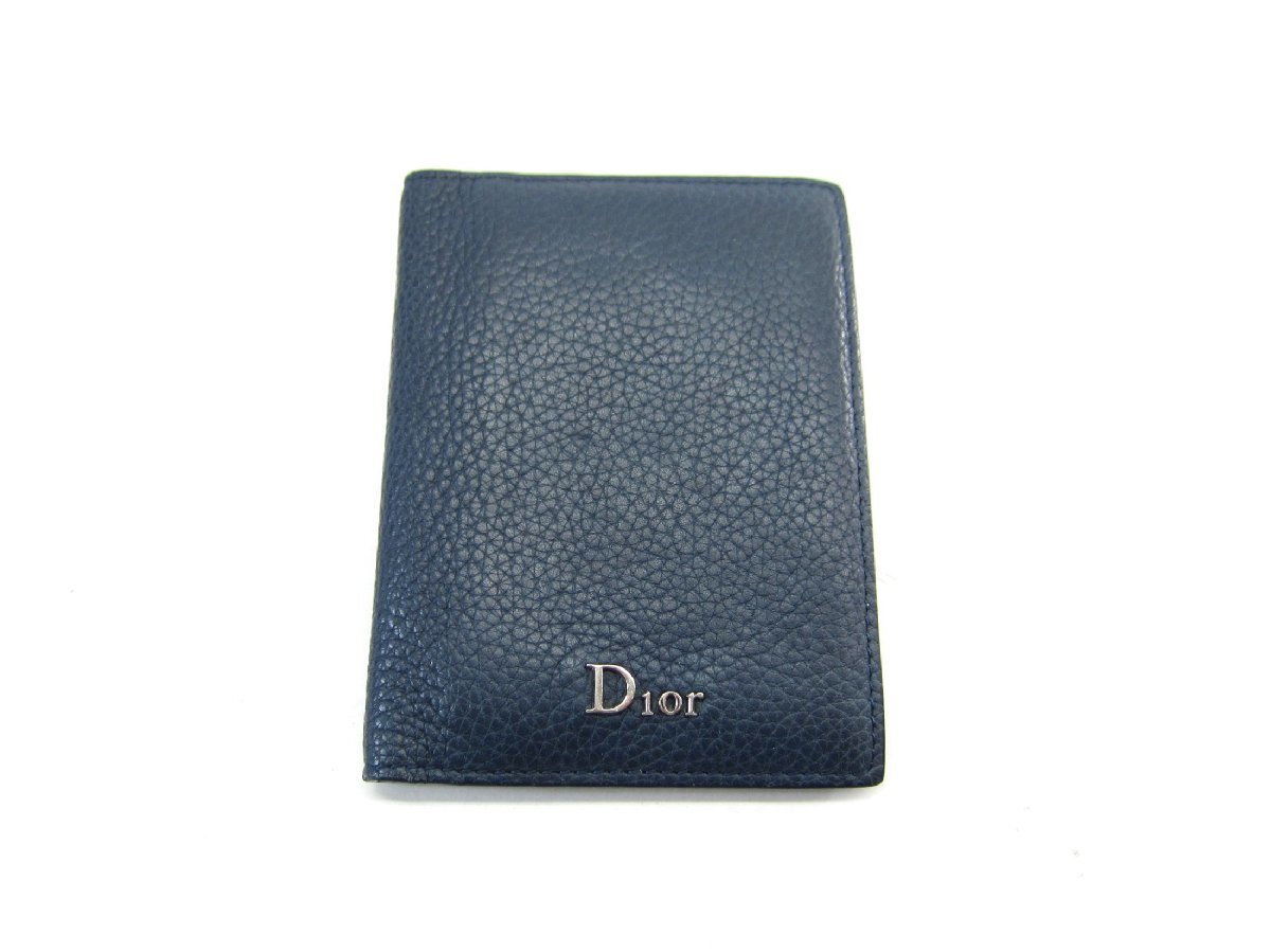 Dior レザー カードケース 紺 ネイビー ∠UP4021