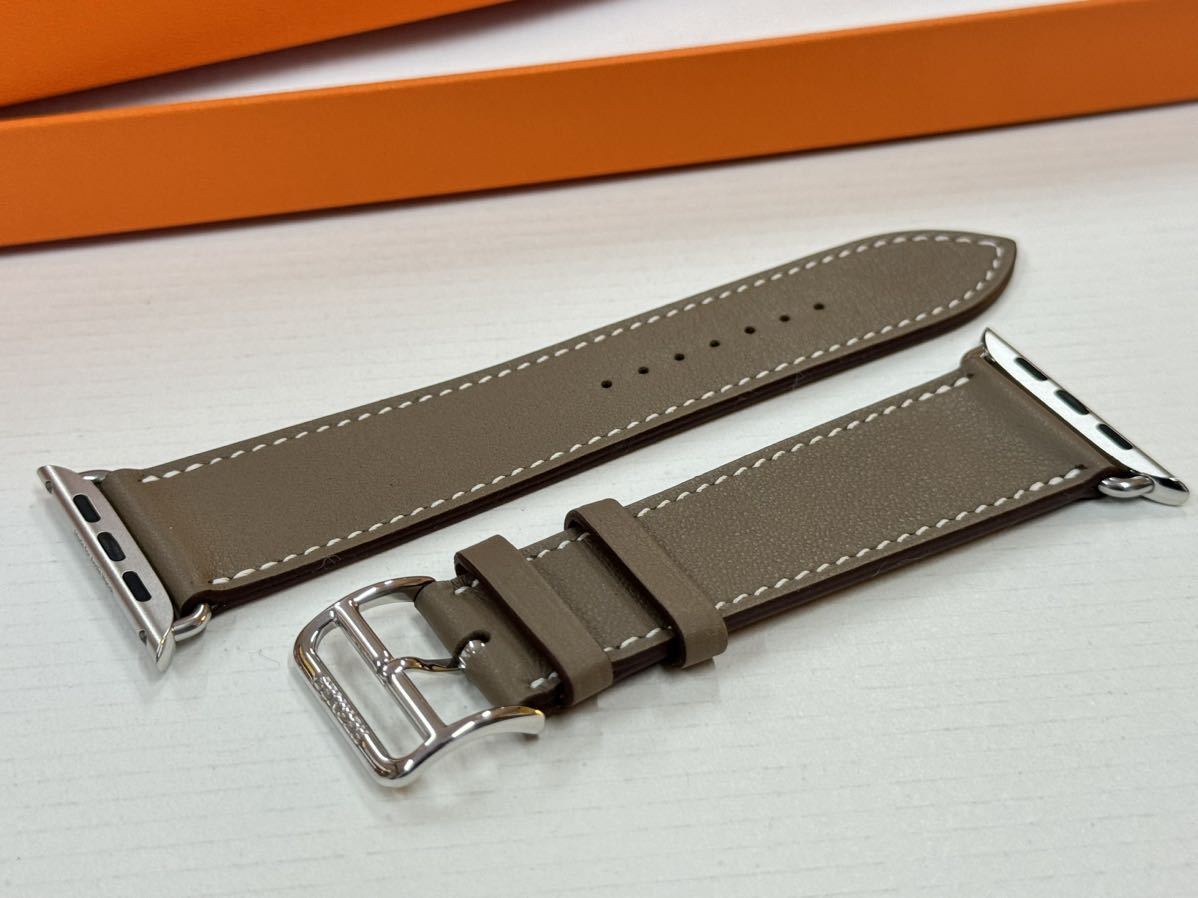 ☆希少 ほぼ未使用 即決 エトゥープ Apple watch HERMES エルメス シンプルトゥール レザーバンド 45mm 44mm 42mm アップルウォッチ 613