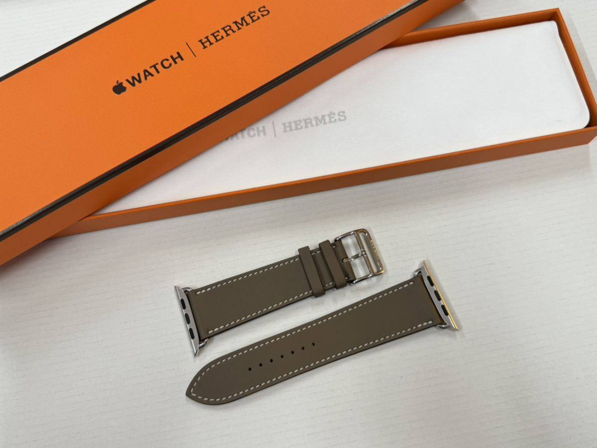 ☆希少 ほぼ未使用 即決 エトゥープ Apple watch HERMES エルメス シンプルトゥール レザーバンド 45mm 44mm 42mm アップルウォッチ 613_画像2