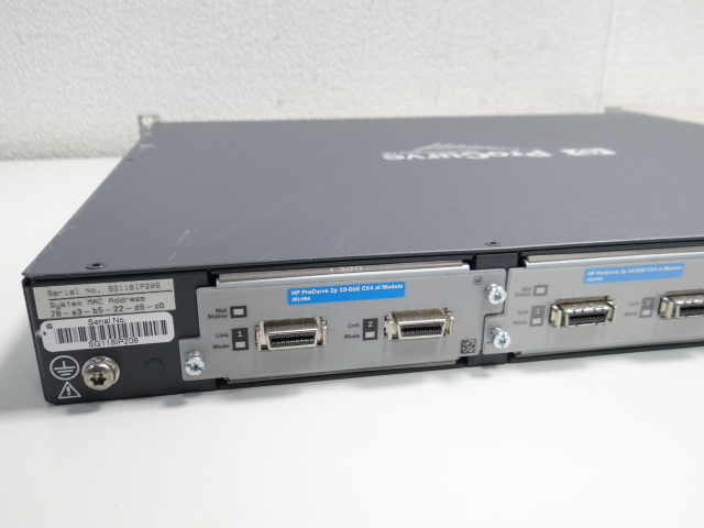 H1505　HP ProCurve 2P 10-Gbe CX4 2910al 24G 2SFP+ Switch J9145A RSVLC-0703A 電源のみ確認済み_画像6