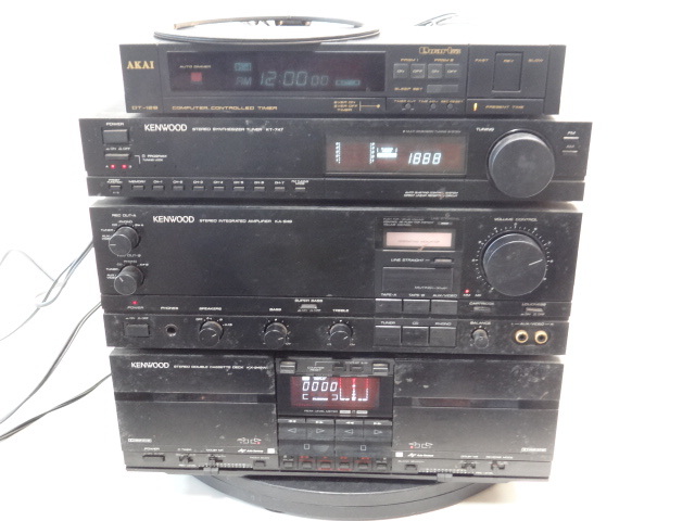 H1562　Kenwood　KT-747、KA-949、KX-949W　AKAI オーディオタイマー DT-128　電源のみ確認済み　ジャンク品_画像1