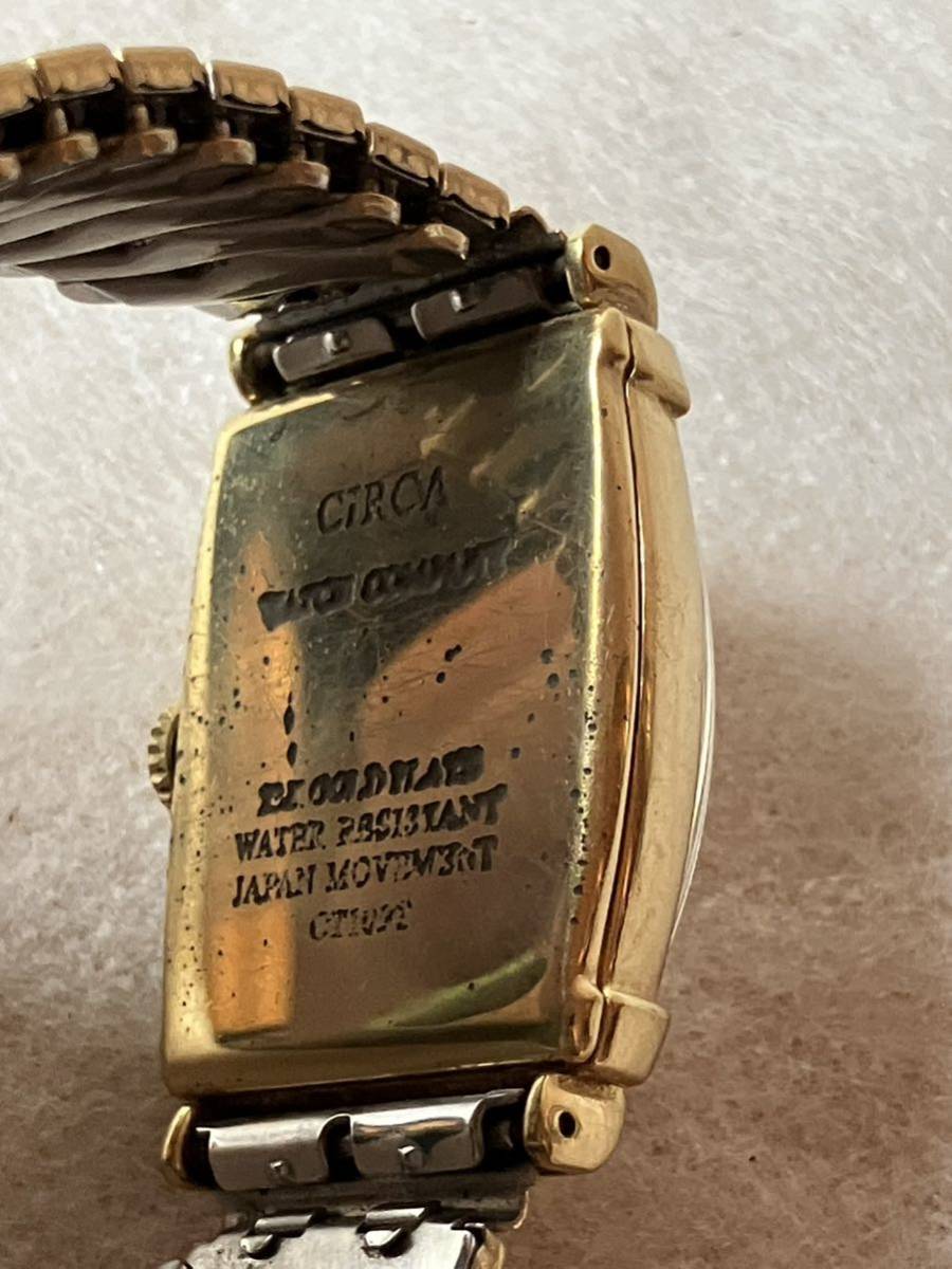 稼動★QZ サーカ CT109T スクエア スモセコ ゴールド文字盤 メンズ腕時計