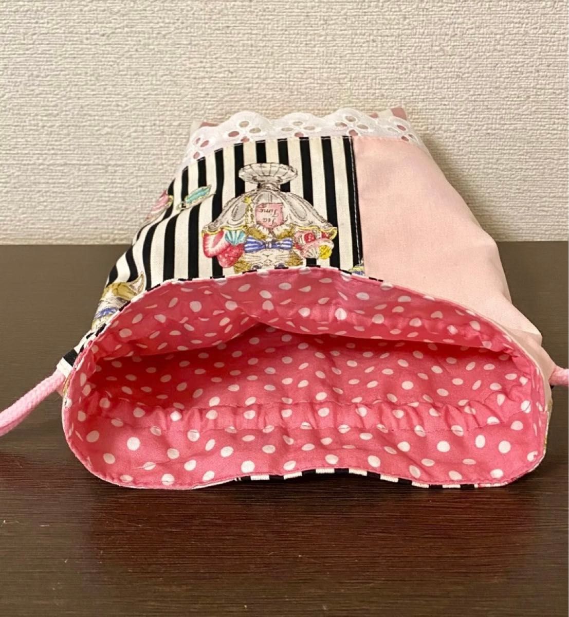 給食袋　コップ袋　巾着袋　入園入学　パフェねこ ハンドメイド　ピンク