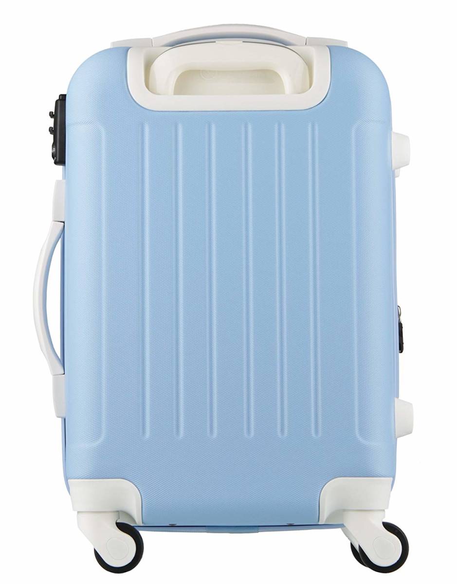 【新品】(レジェンドウォーカー) Wファスナー容量アップ拡張機能付 TSAロック搭載 スーツケース (Sサイズ、ブルー/ホワイト)_画像2