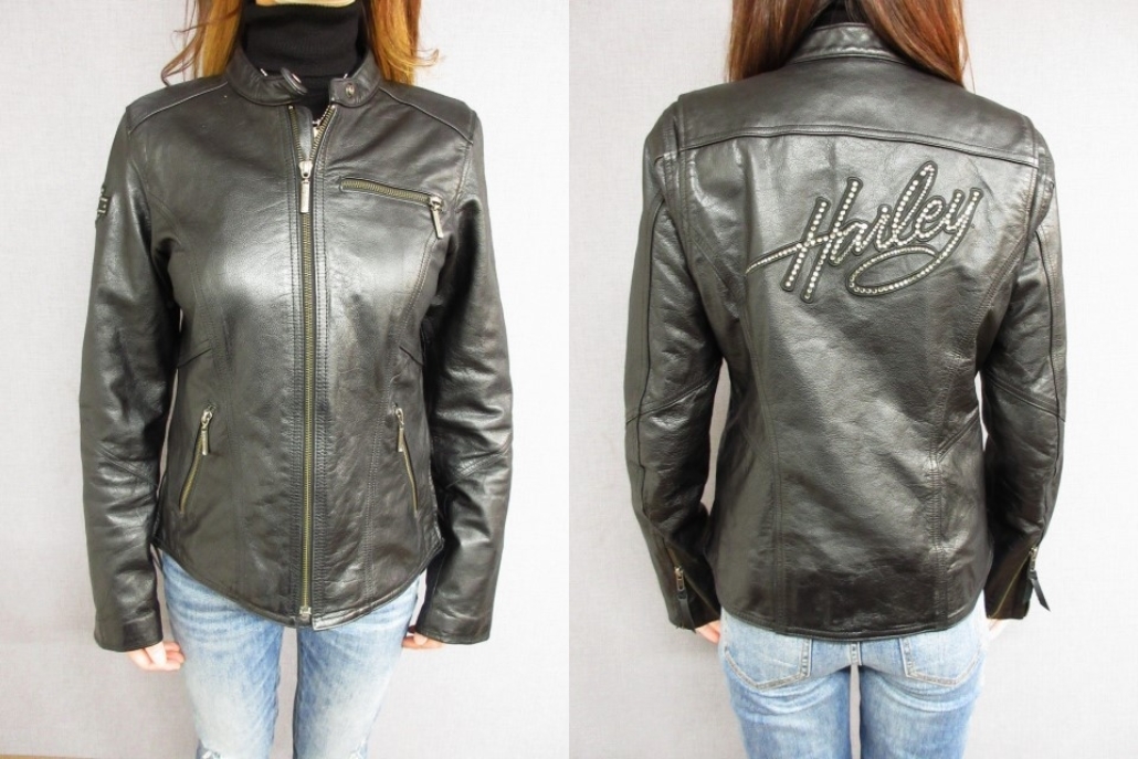 S ハーレーダビッドソン レディース「Crystal Embellished」牛革 レザージャケット ライダース Harley-Davidson 女性 _HarleyDavidson レディースライダース S