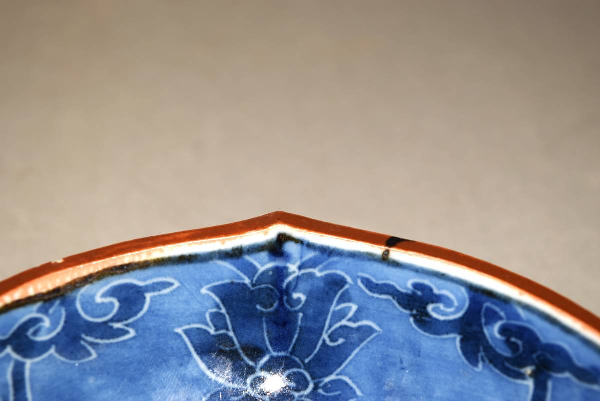 【藍九谷分銅形皿　上手　無傷　江戸前期(1650～70年)】_画像6