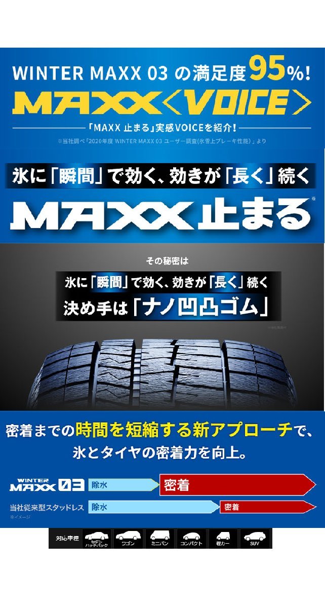 送料無料 ダンロップ スタッドレス DUNLOP WINTER MAXX 03 215/40R18 89Q XL 【4本セット 新品】_画像2