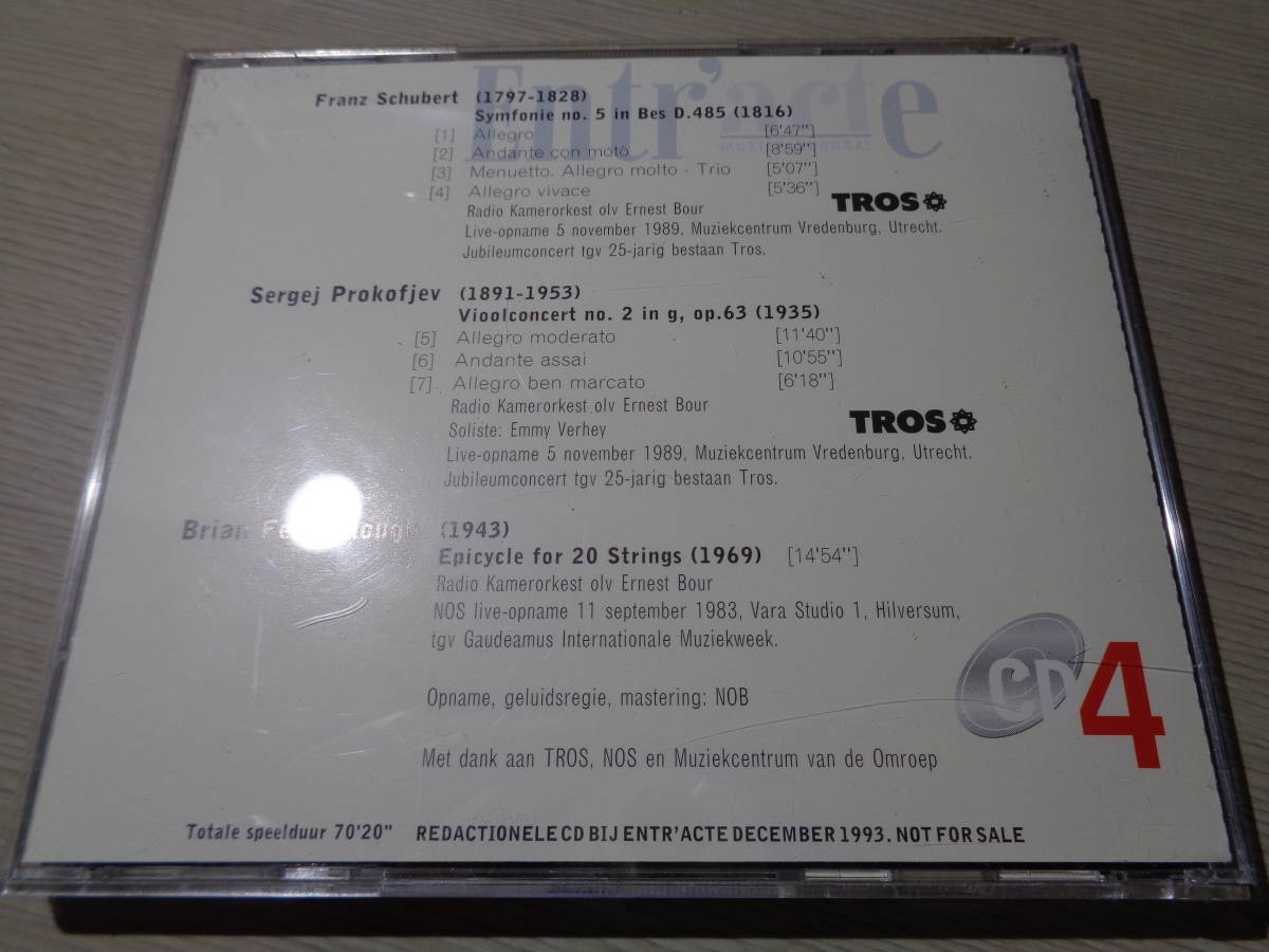 エルネスト・ブール,ERNEST BOUR,RADIO KAMERORKEST,EMMY VERHEY/PROKOFIEV:VIOOLCONCERT NO.2 etc.(ENTR'ACTE CD 4 NOT FOR SALE ONLY_画像3