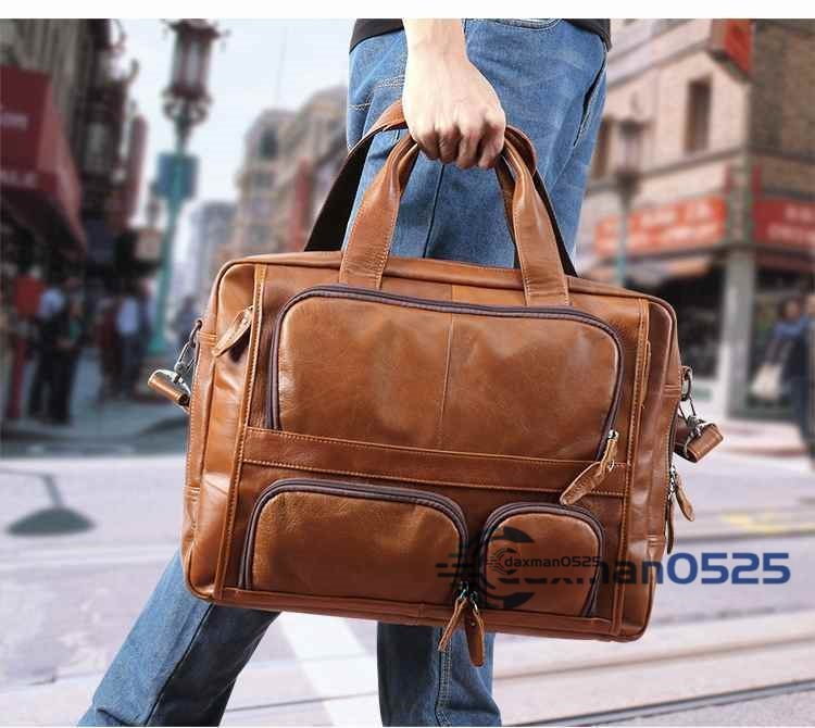 人気新品 メンズバッグ レザー 持ち手付き ショルダーバッグ 本革 ビジネス トートバッグ ブリーフケース、通勤 書類かばん 鞄 出張_画像5