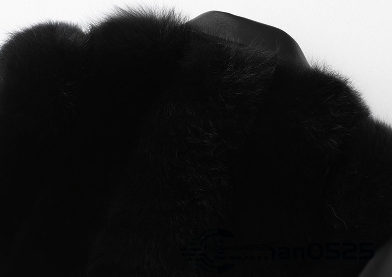 最高級↑フォックス &羊革 &中棉コート黒ライダースジャケット毛皮ファー_画像6