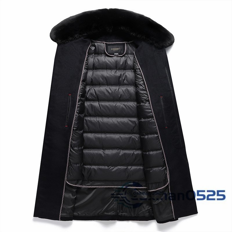 新品 メンズコート 厚手 ビジネスコート 高級 ダウンジャケット 超希少 ロングコート WOOL ウール 紳士スーツ グレー L~4XL_画像4