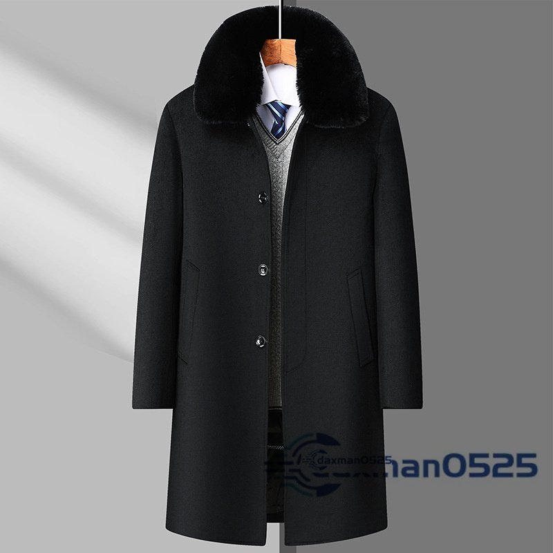 新品 メンズコート 厚手 ビジネスコート 高級 ダウンジャケット 超希少 ロングコート WOOL ウール 紳士スーツ ネイビー L~4XL