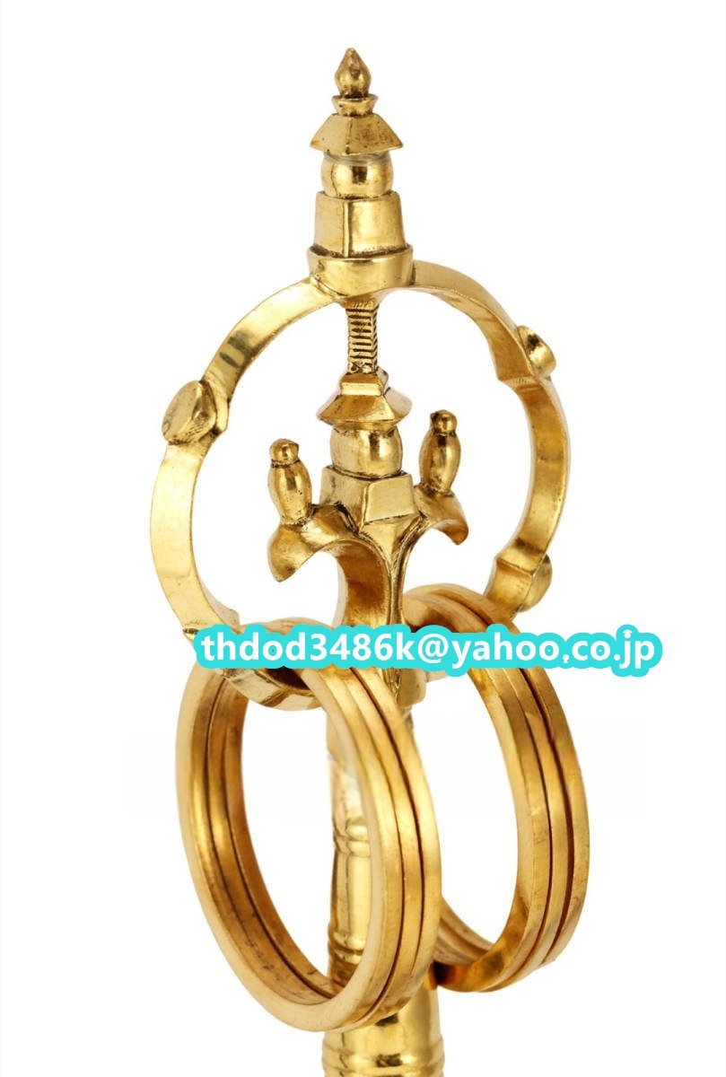 密教法具 寺院用仏具」真言宗 五鈷型 錫杖 仏具 仏教美術 真鍮製 密教法具 寺院用仏具」真言宗 五鈷型 錫杖 仏具 仏教美術 真鍮製