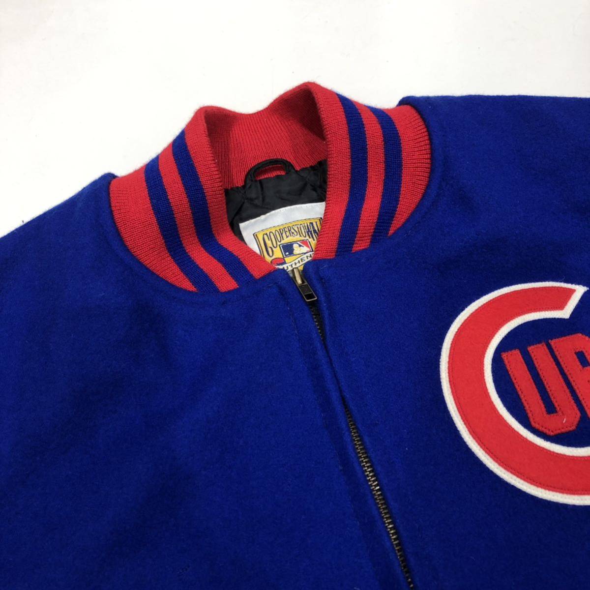 【mitchell and ness】ミッチェルアンドネス cubs jacket cooperstown authentic collection スタジャン XXL ブルー レッド ts202401_画像3