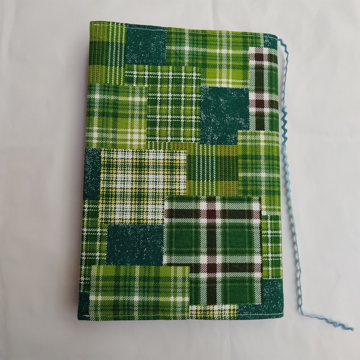 * including carriage *[A5 size ] book cover No.10 check green hand made 
